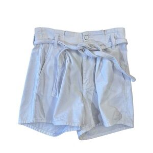 KanCan Women’s White High Rise Paper Bag Belted Cotton Shorts Size L GUC